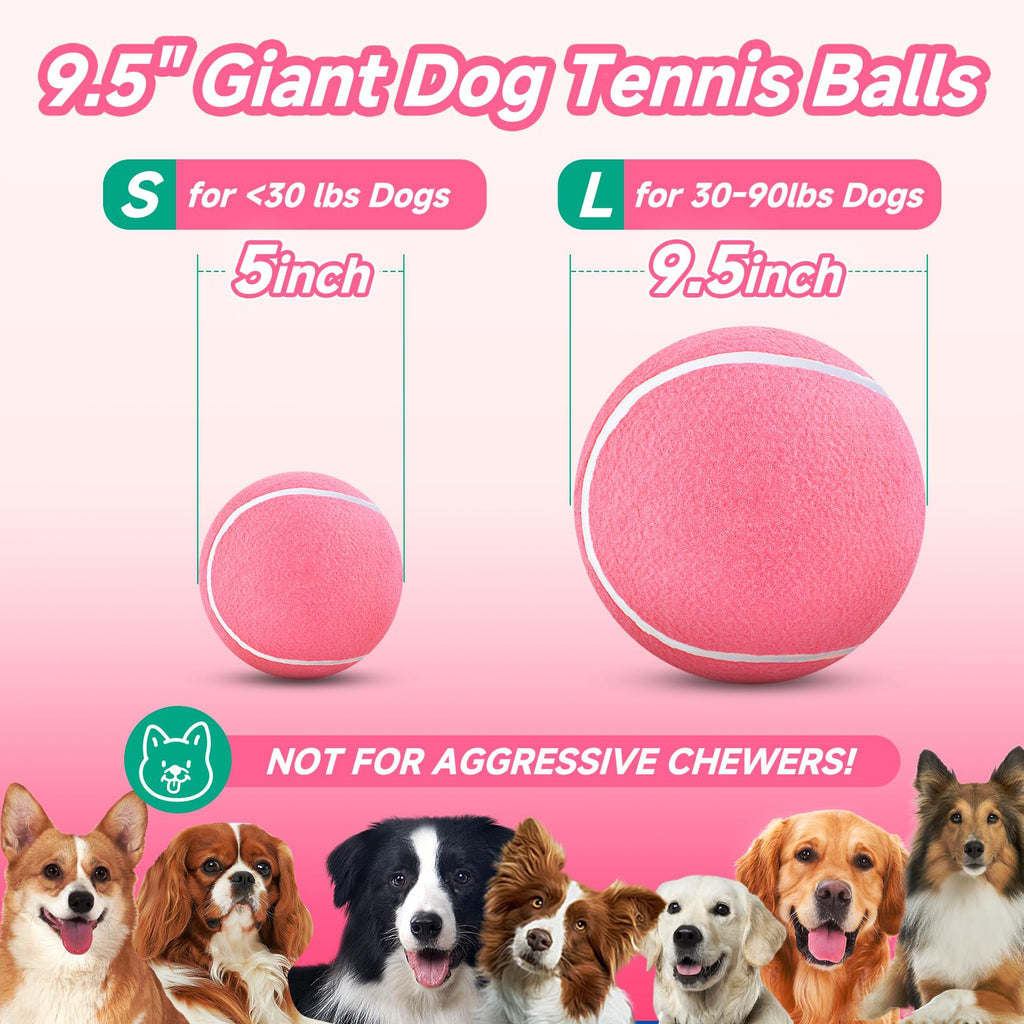 HETOO Dog Tennis Balls, Dog Puppy Birthday Gifts, Herding Ball, 9.5 Inch