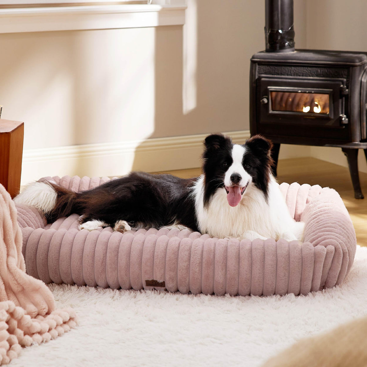 Bedsure ComfyFleece® Cute Dog Beds Large Sized Dog Washable，36in Cream