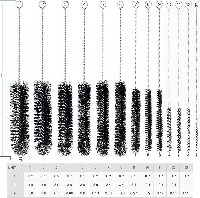 CiaraQ Bottle Cleaning Brushes, 8 Inch Nylon Tube Brush Set