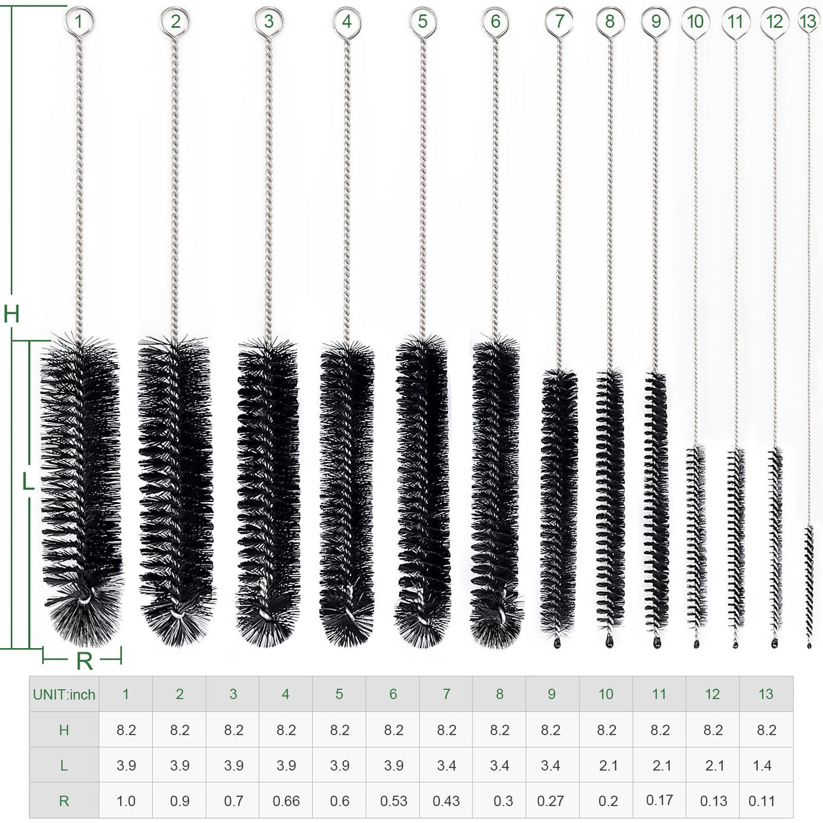 CiaraQ 11-Piece White Tube & Pipe Cleaning Brush Set