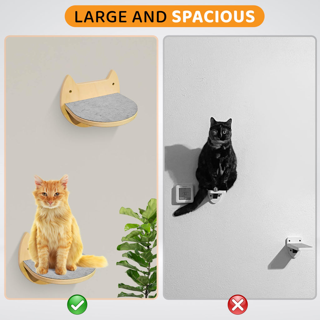 BUOGA Cat Wall Shelves, Floating Bed with 3 Cat Wall Steps - Natural