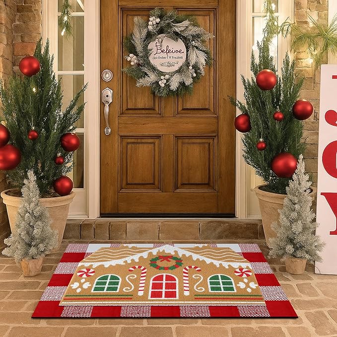 Tinideya 2 Pcs Coquette Boho Bows Custom Door Mat Welcome Non Slip Coir Mats Floor Layering Doormats Seasonal for Front Porch Entryway Decor(Boho Bows)
