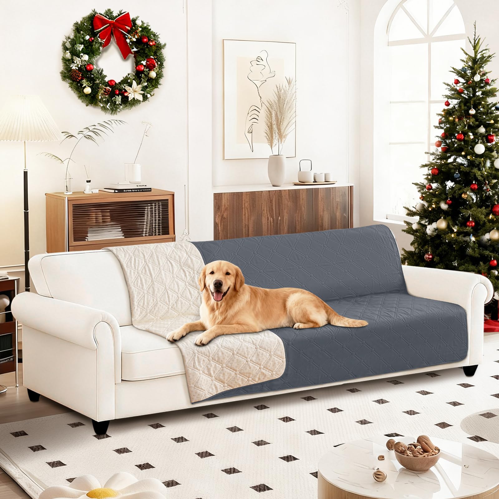 CYCMACO Waterproof Couch Covers for Pets, Waterproof Dog Bed Cover, Anti-Slip Soft Dog Blankets, Couch Cover for Dogs Washable, Pet Blanket for Puppy Large Dogs Cat (82x102 Inch, Dark Grey)
