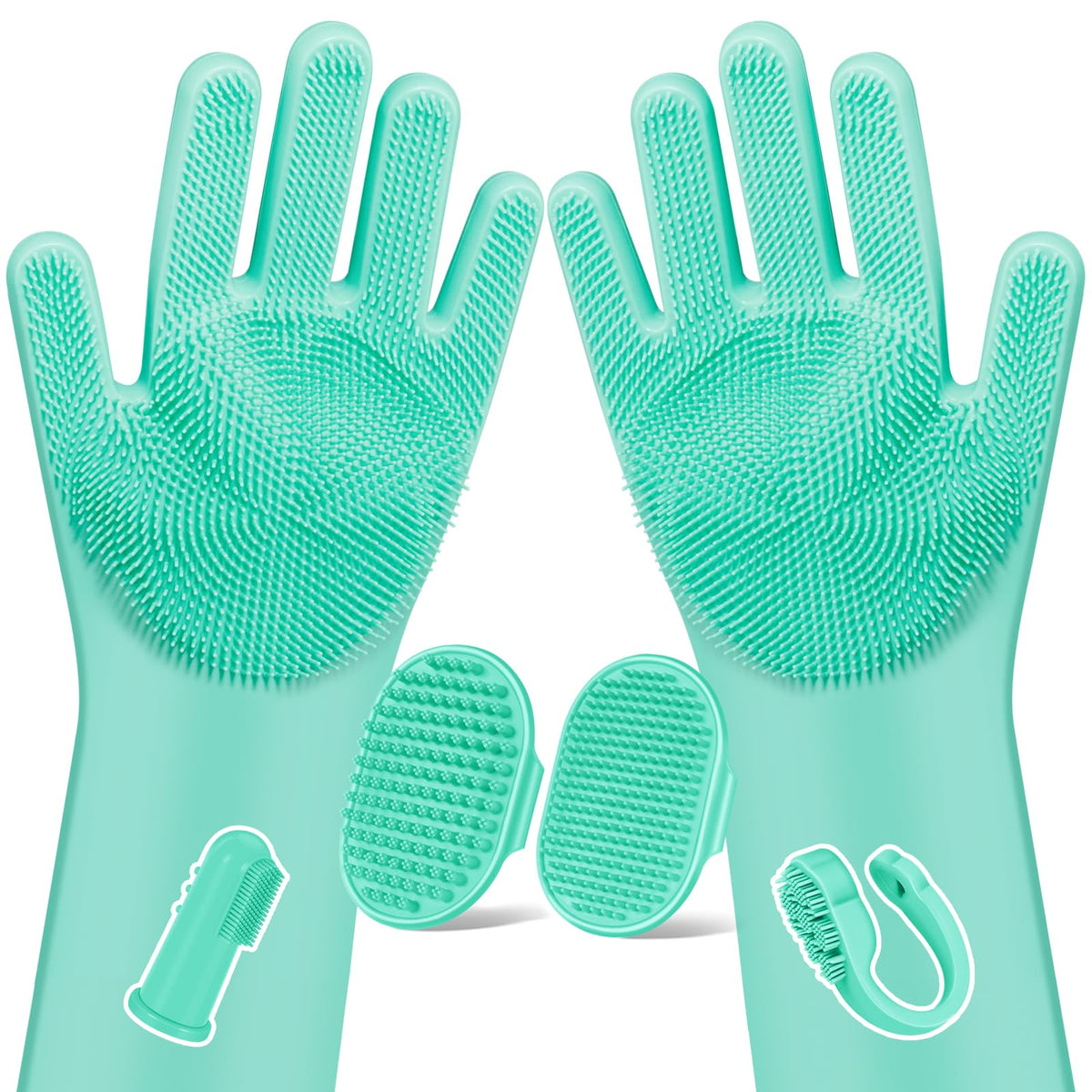 6PCS Grooming & Bath Supplies for Dogs, Cats | Dog Washing Gloves | Dog Bath Brush | Dog Shower Brush | Pet Grooming Gloves | Dog Grooming kit | Pet Supplies for Showerhead & Sprayer (Light Blue)