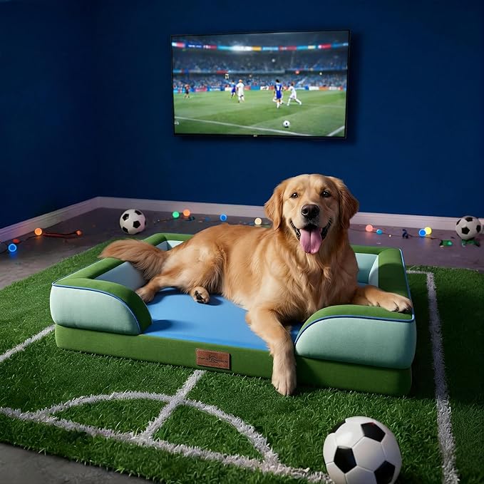 Comfort Expression Orthopedic Dog Bed for Extra Large Dogs 42x30 Inch, Waterproof Egg Crate Foam XL Pet Bed with Removable Bolsters, Dog Couch with Washable Cover & Non-Slip Bottom, Boston
