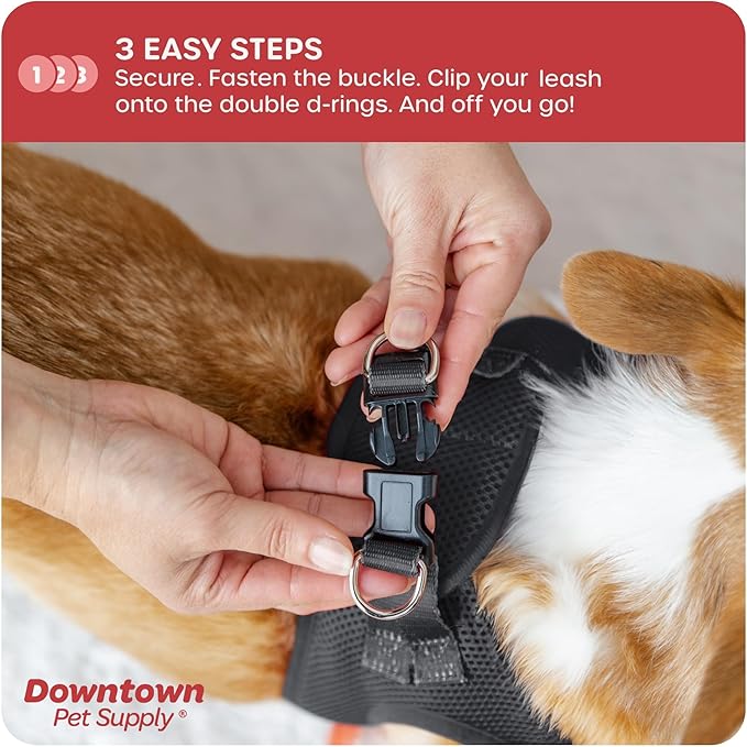 Downtown Pet Supply Step in Dog Harness No Pull, X-Large, Charcoal - Adjustable Harness with Padded Mesh Fabric and Reflective Trim - Buckle Strap Harness for Dogs