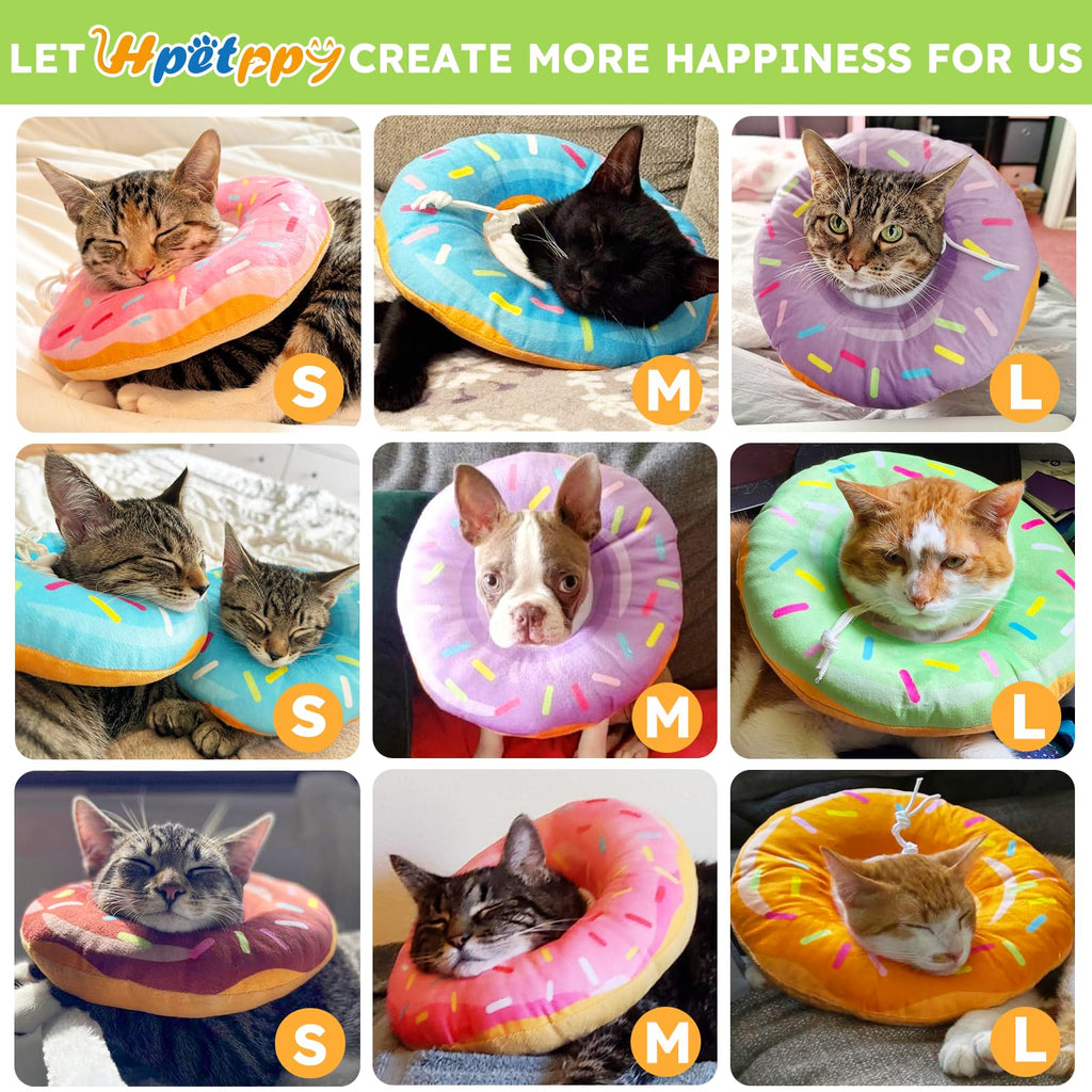 Hpetppy Cat Cone Collar Soft, Cat Recovery Collar for Wound Healing Cute Donut Adjustable Kitten Cones to Stop Licking Comfortable Lightweight Neck Elizabethan Collars for Kittens After Surgery