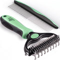 Pat Your Pet Deshedding Brush & Metal Comb Grooming Combo for Cats & Dogs