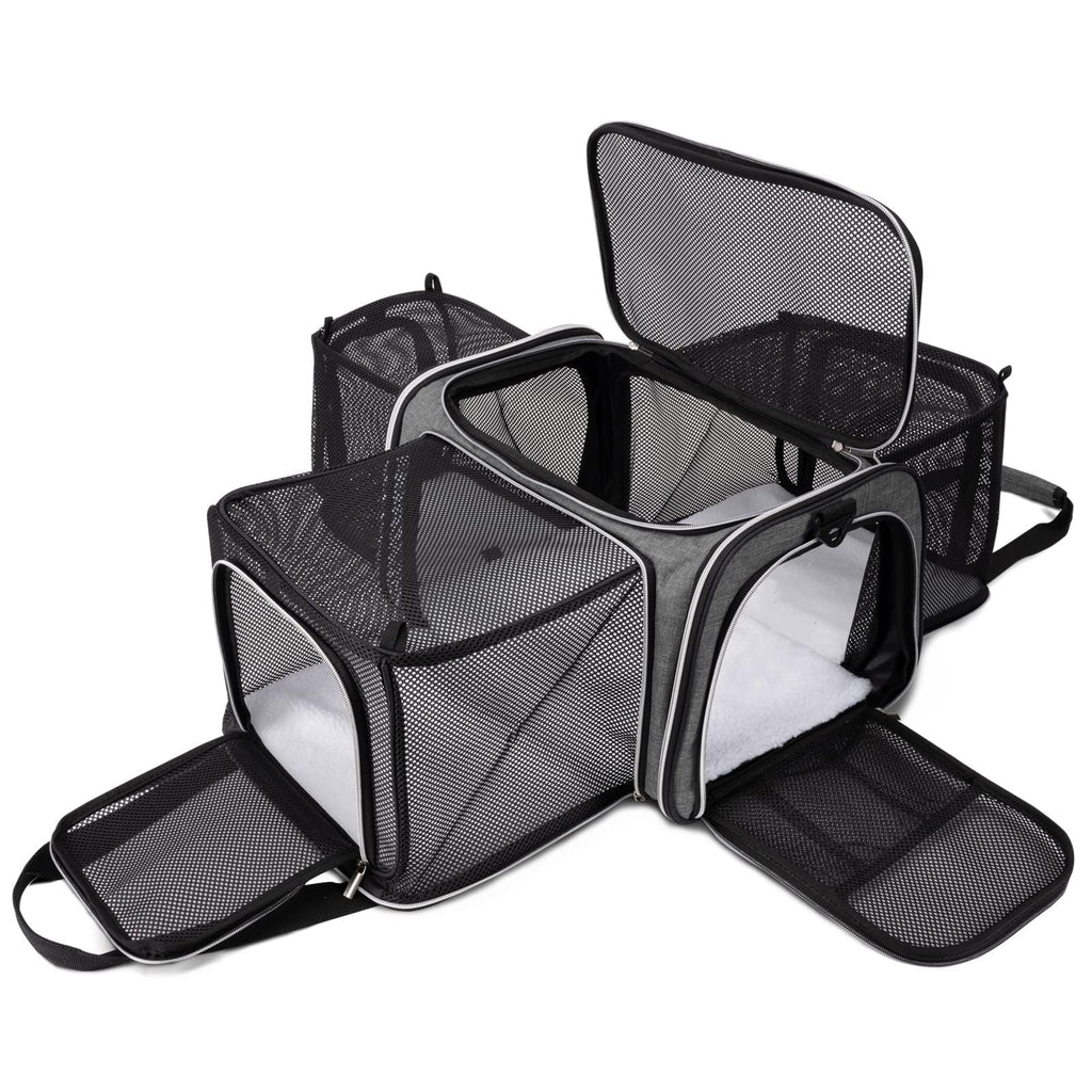 BAGLHER Pet Travel Carrier, Cat Carriers Dog Carrier for Small Medium Cats Dogs Puppies, Airline Approved Small Dog Carrier Soft Sided, Collapsible Puppy Carrier. Grey