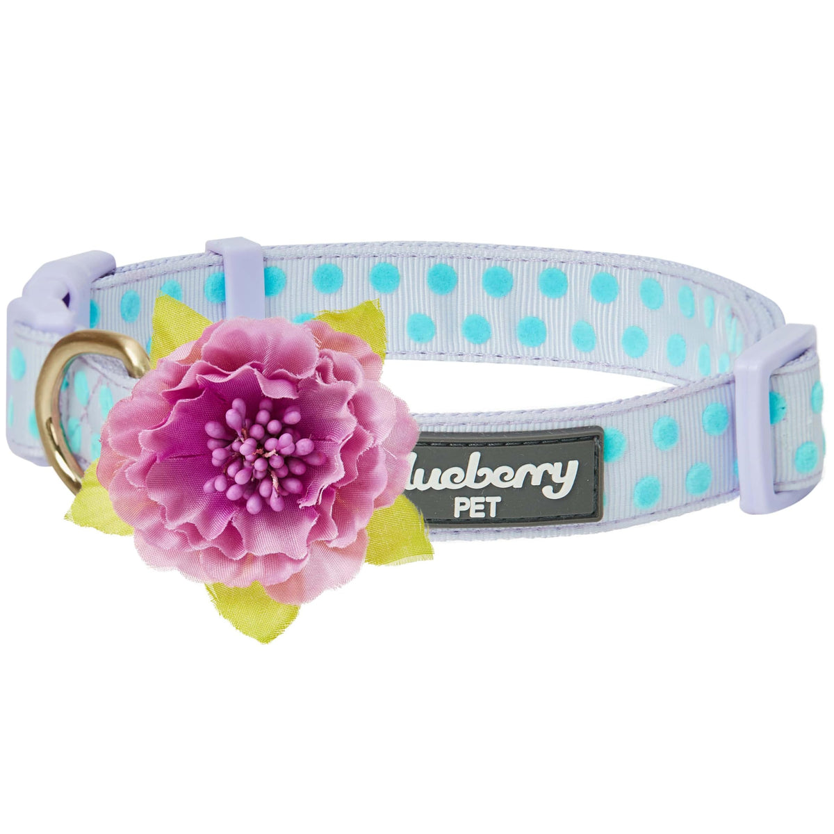 Blueberry Pet Adjustable Flocking Dog Collar with Detachable Velvety Bowtie - Heart in Gothic Grape