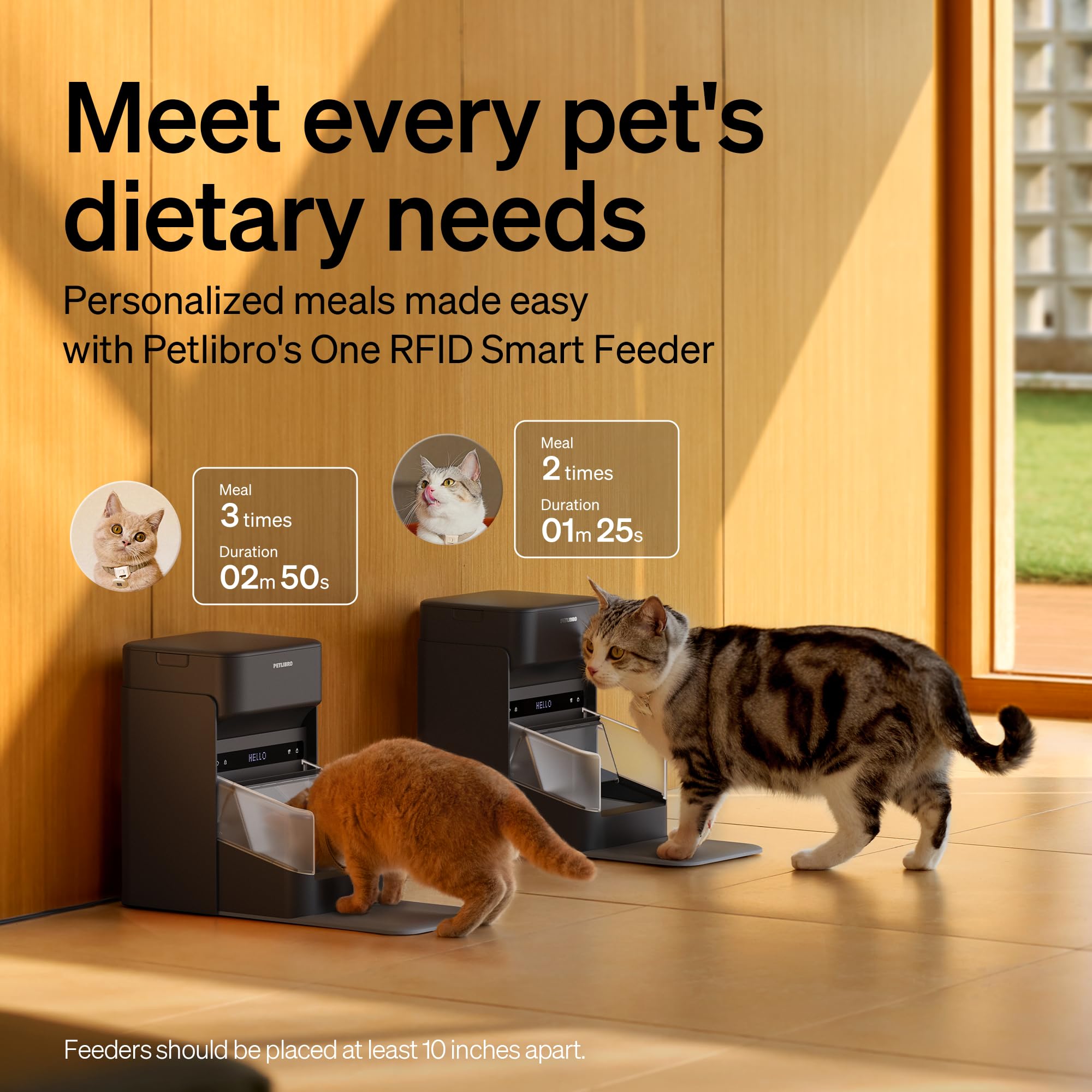 PETLIBRO RFID Automatic Cat Feeder, Collar Sensor for Personalized Meals, Cats Recognition, Diet Tracking and Anti-Stealing for Multi-Pets Homes and Different Diets, Wi-Fi Programmable Food Dispenser