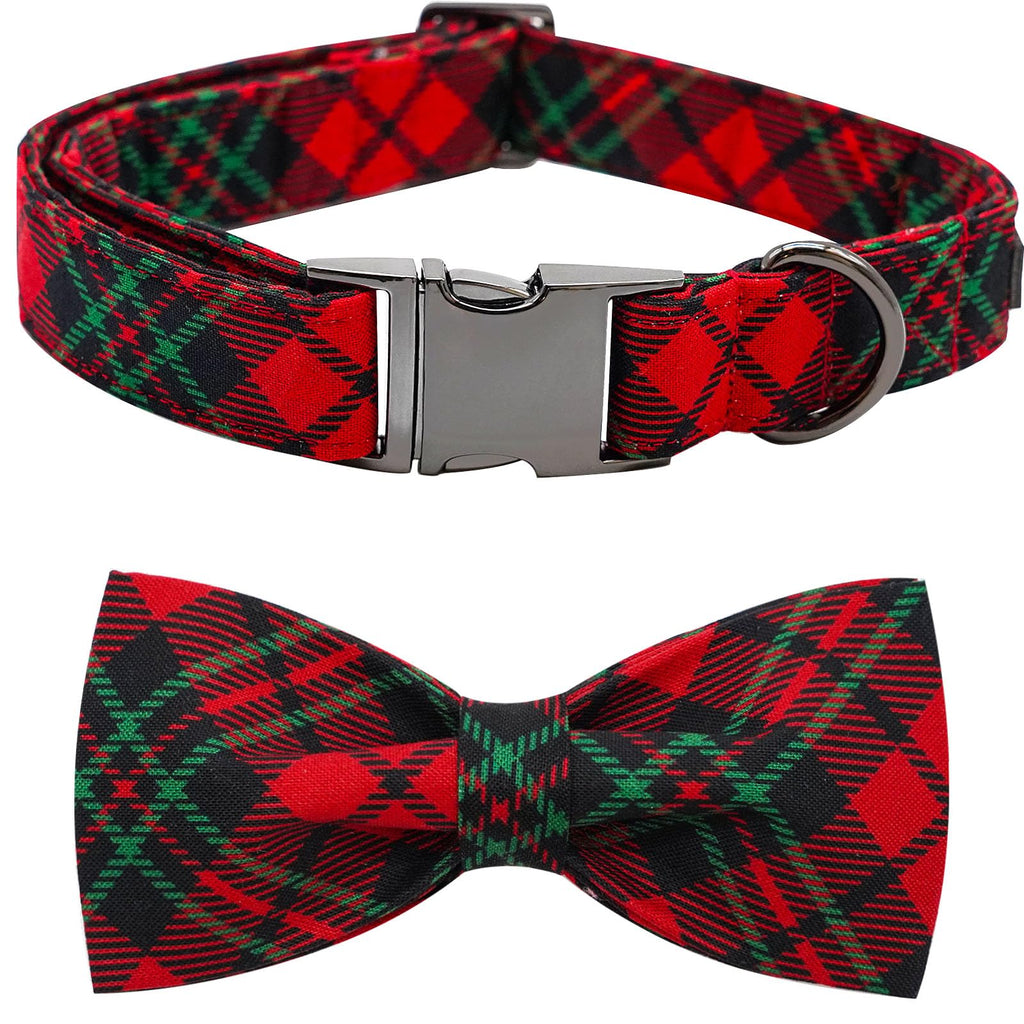 Bobo Rainbow Dog Collar, Christmas Plaid Pet Collar Bow Holiday Bows Girl Boy Bow Dog Collars Puppy Adjustable Pet Collar for Small Dogs