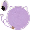 Letalong Cat Scratcher Mat, Natural Cotton Rope Cat Scratch Pad, 15.7'' Round Horizontal Floor Cat Scratching Pads for Indoor Cats, Cat Furniture Protector for Wall, Couch, Carpets, Sofas, Purple