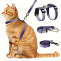 Cat Harness and Leash Set, 3-in-1 Escape Proof Adjustable, Comfortable Soft Lightweight, Safe, Easy to Wear, Walking Travel Kitten Harness for Small Medium Large Cats (Purple)