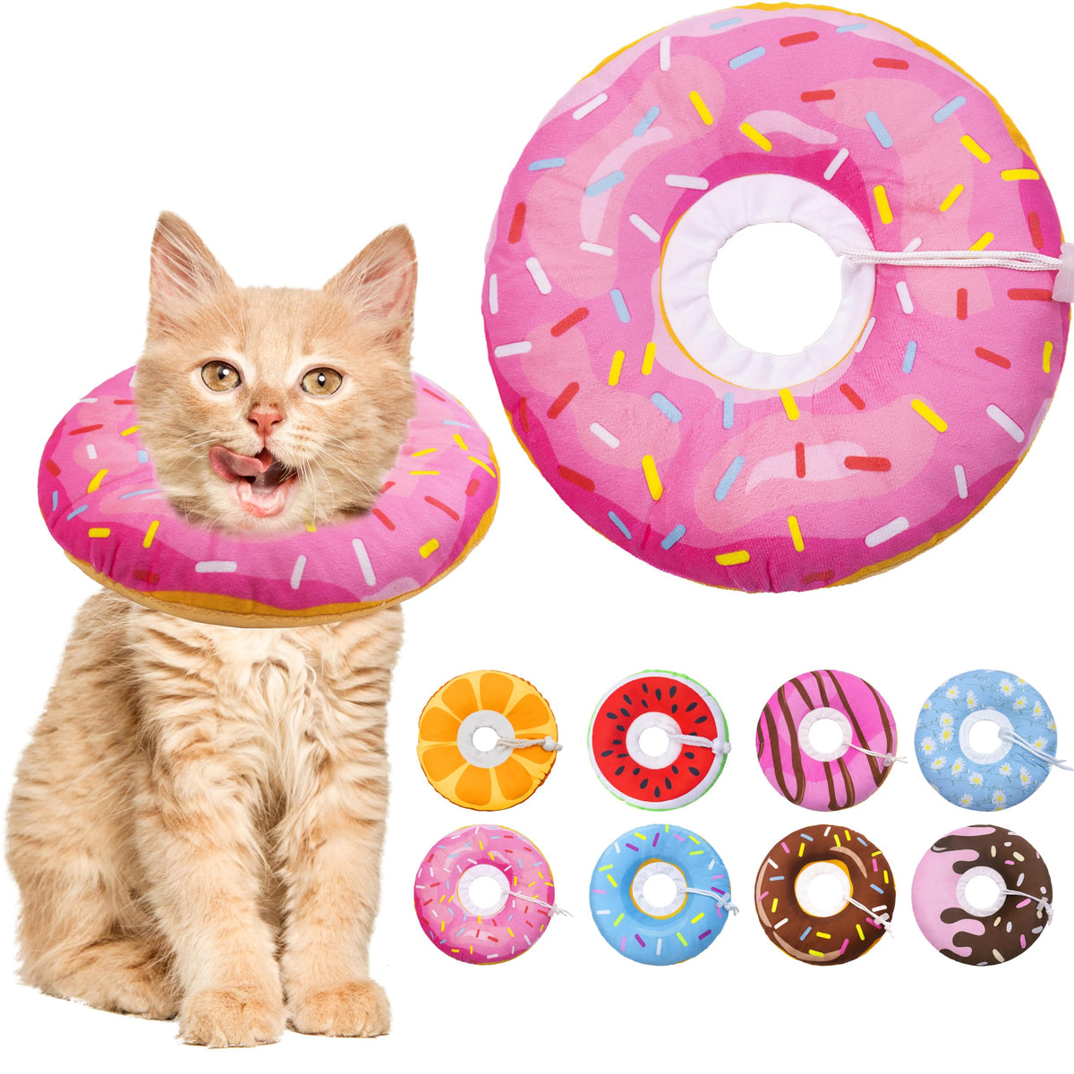Seyezo Cat Cone Collar Soft, Adjustable Cat Recovery Cone, Orange, Small