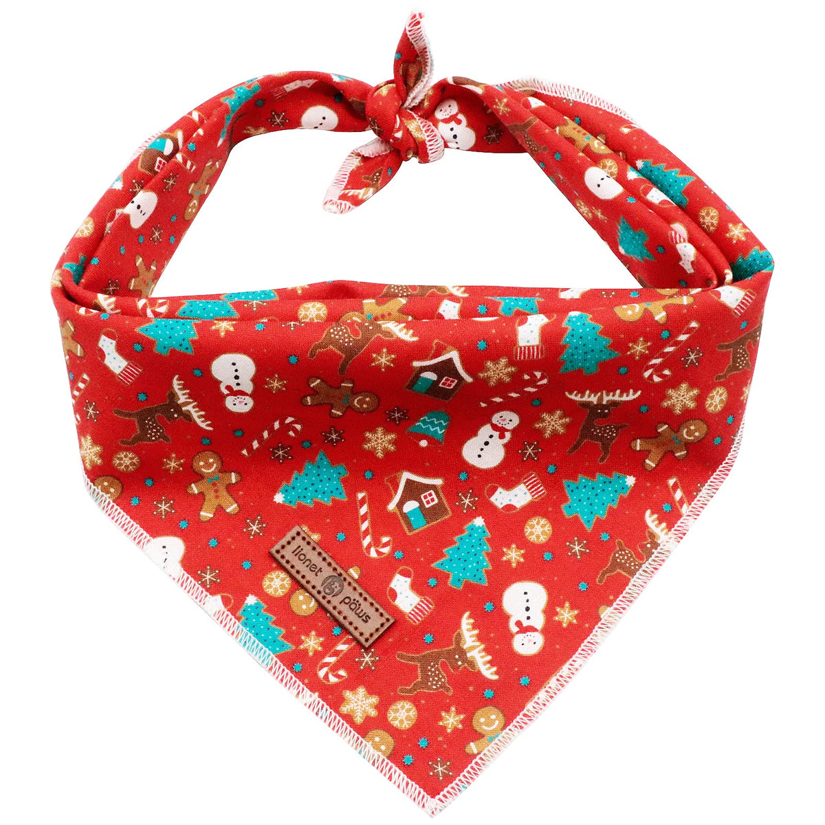 Lionet Paws Christmas Dog Bandana Washable Cotton Handkerchief Scarf Triangle Christmas Red Plaid Dog Bandanas for Medium Large Dogs Girl Boy