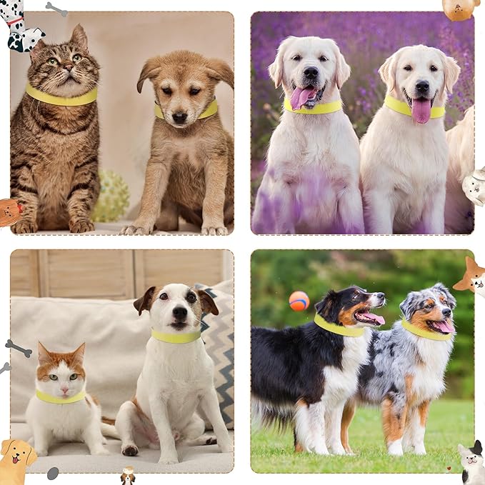 Clysee 500 Count 20inch Adjustable Paper Dog Collars with Tear Resistant Waterproof Whelping Collars Paper Puppy ID Bands Adhesive Pet Identification Tags for Newborn Dog Cat Hospitals(Yellow)