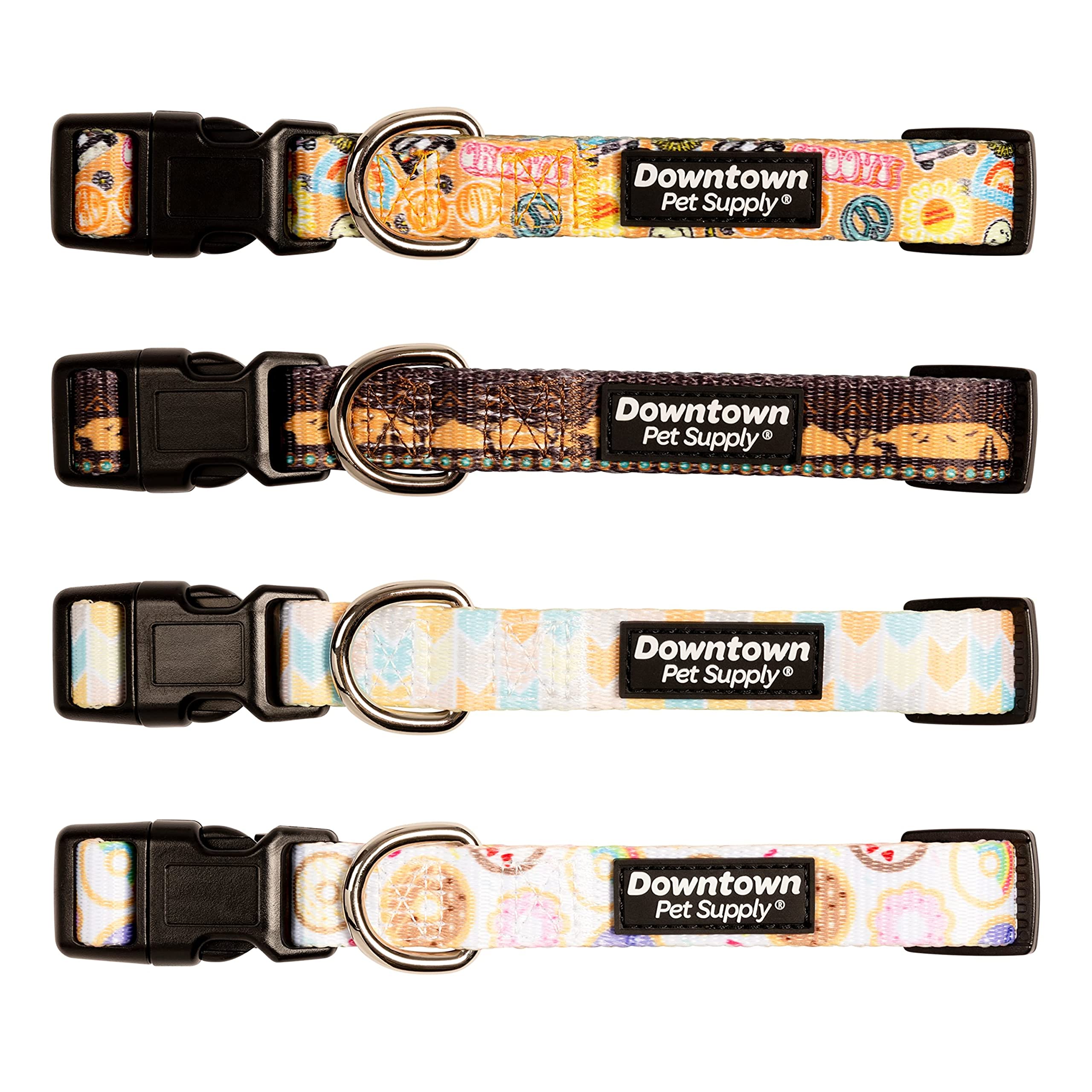 Downtown Pet Supply - Best & Fancy Dog Collar - Lightweight Adjustable with Quick Buckle & D-Ring - Hand Wash Safe - Chevron - Medium