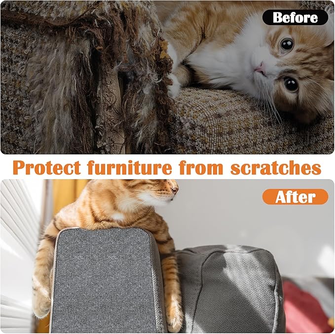 Cat Scratch Furniture Protector - 40" x 15.8" Trimmable Self-Adhesive Cats Claws Scratch Pads, DIY Cat Climbing Couch Protector for Scratch Post Cat Tree Replacement Indoor (Light Gray)