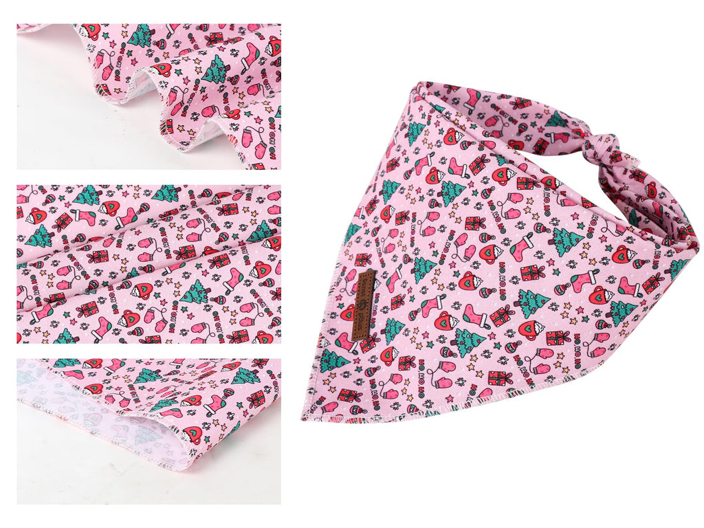 Lionet Paws Cotton Christmas Dog Bandanas Pink,Gloves Tree Comfortable Dog Bandana Bibs Scarf Dogs Kerchief,Autumn Scarves for Small Medium Dogs Pets