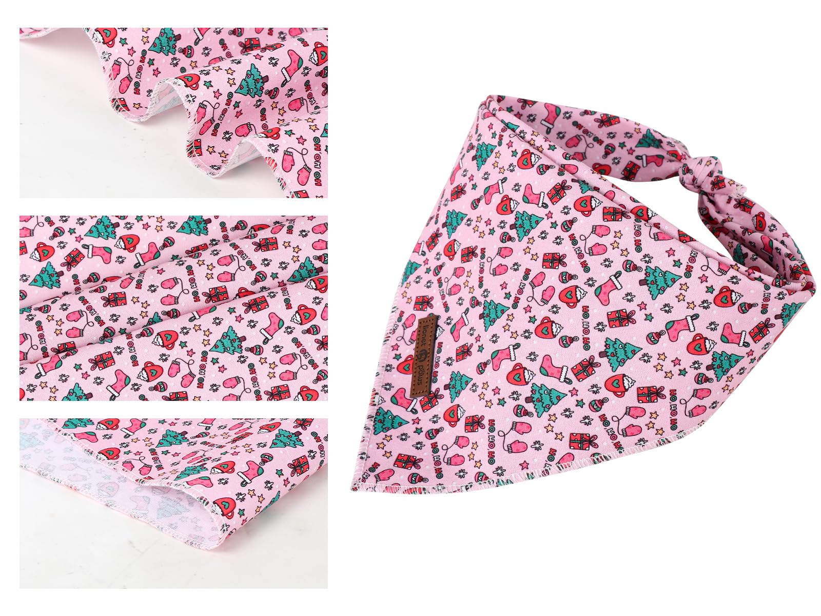 Lionet Paws Cotton Christmas Dog Bandanas Pink,Gloves Tree Comfortable Dog Bandana Bibs Scarf Dogs Kerchief,Autumn Scarves for Small Medium Dogs Pets