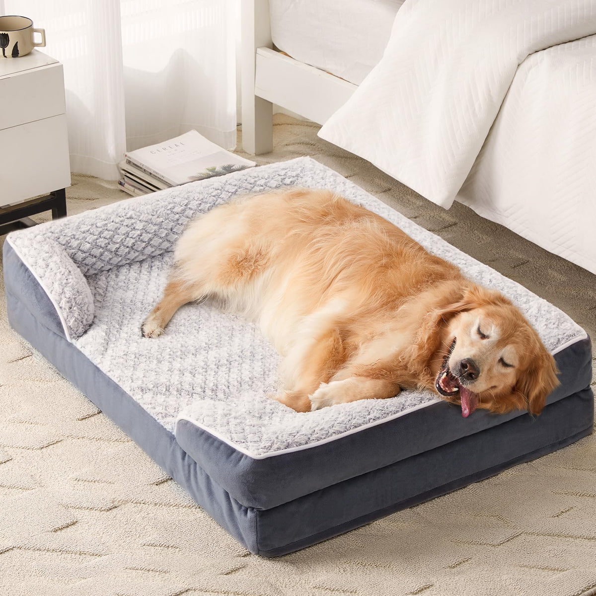 LEXTRO Washable Orthopedic Dog Bed for Extra Large Dogs, Egg Crate Foam Bed