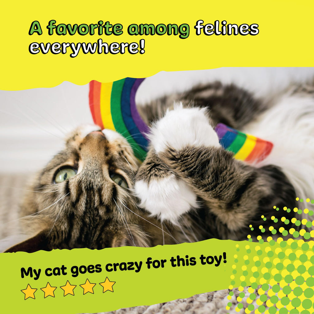 Yeowww! Catnip Rainbow Toy for Cats - Colorful Arch Shape - Durable Cotton Twill - Made in the USA - Stuffed with Organically Grown Catnip