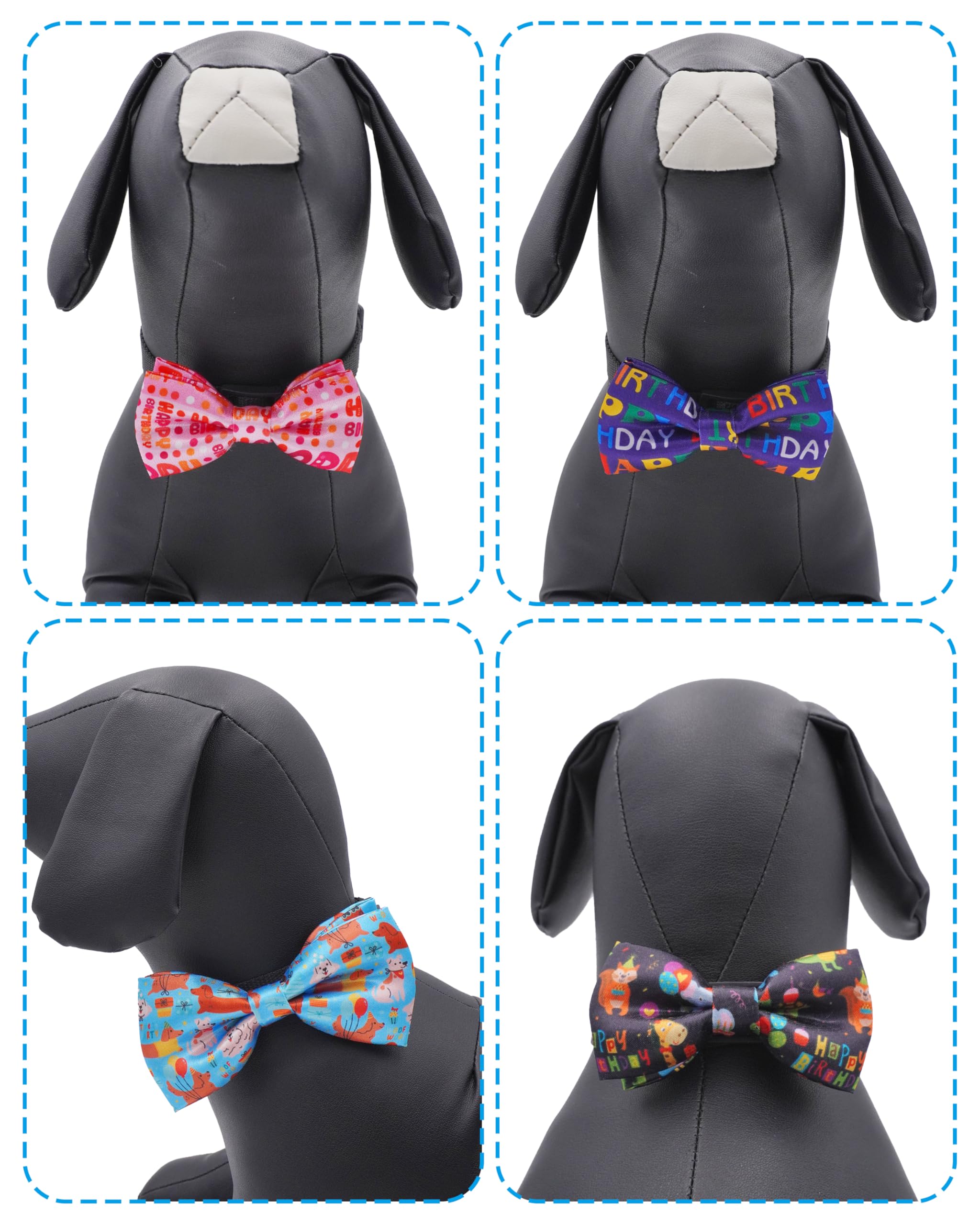 PET SHOW 5 Pack Happy Birthday Dog Bowties for Small Dogs Slide on Collar