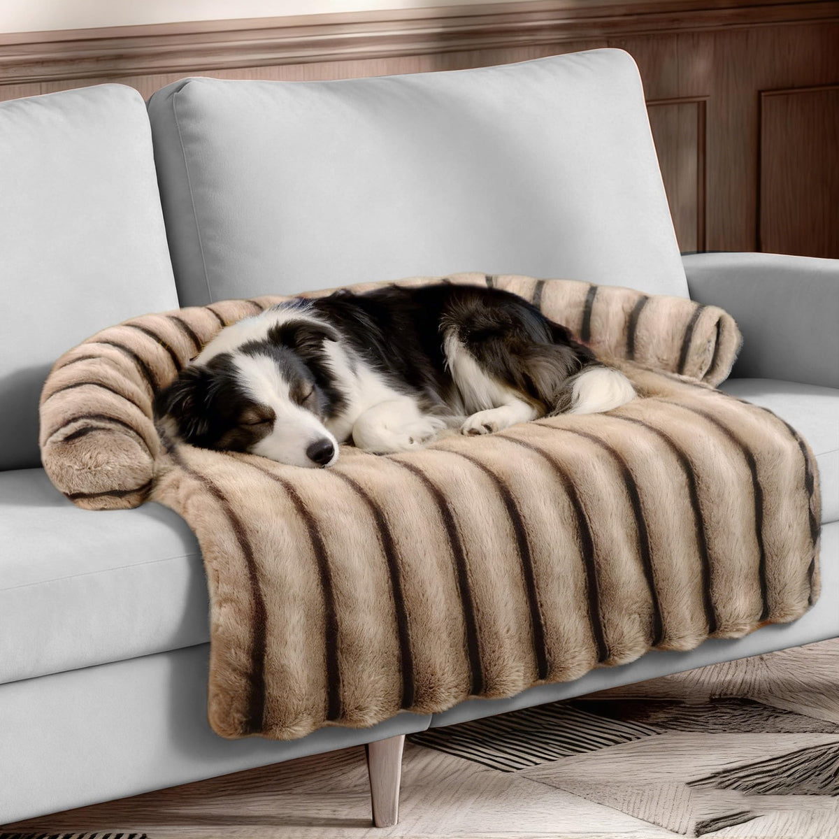 WATANIYA PET Large Dog Couch Bed, Fluffy Washable Couch Protector for Dogs with Removable Cover, Non-Slip Dog Sofa Bed, 45x37 Inch, Brown