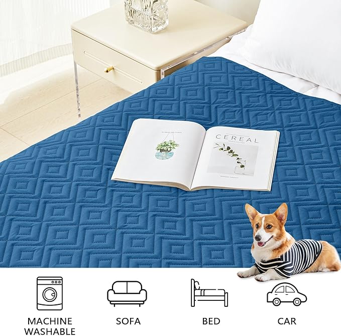 hyha Waterproof Dog Blanket, Soft Dog Bed Cover Pet Blankets, Waterproof Sofa Couch Cover for Dogs Washable, Reversible Pet Couch Covers for Sofa Furniture (40x70 Inch, Navy Blue/Blue)