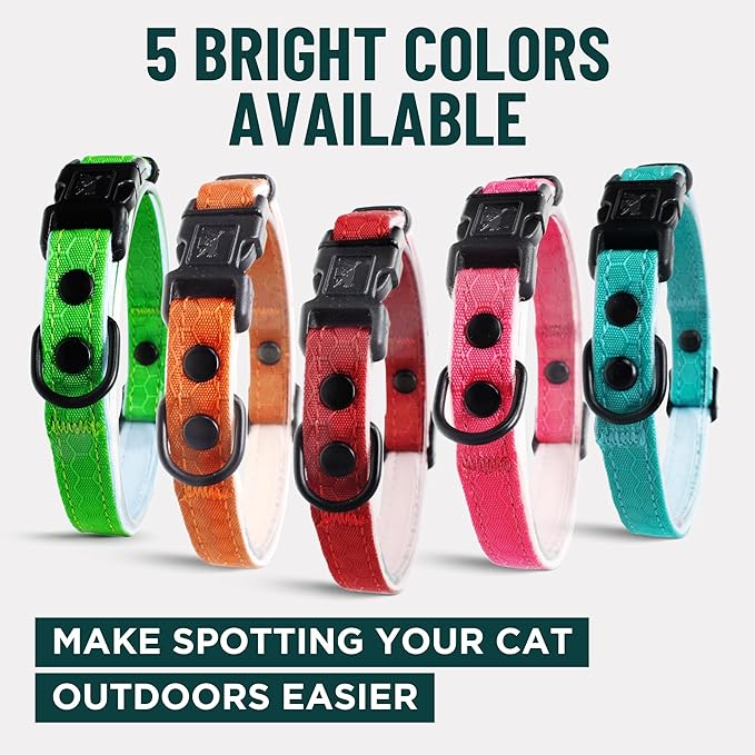 OutdoorBengal Pink Cat Collar Breakaway with Soft Padding for Medium to Large Cats - Durable Heavy Duty Tactical Fabric, Comfortable, Quick Release Breakaway Cat Collars, No Bell Collar (Pink, Adult)