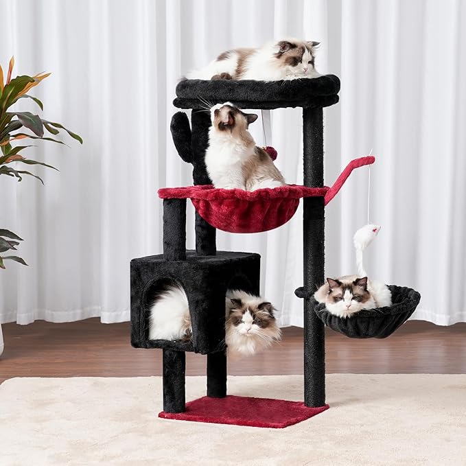Heybly Cat Tree, 40" Tower with All-Sisal Wrapped Scratching Post HCT006SG