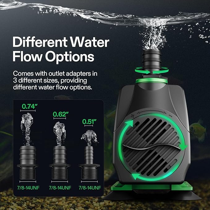 VIVOSUN 800GPH Submersible Fountain Water Pump for Pond, Aquarium, Statuary