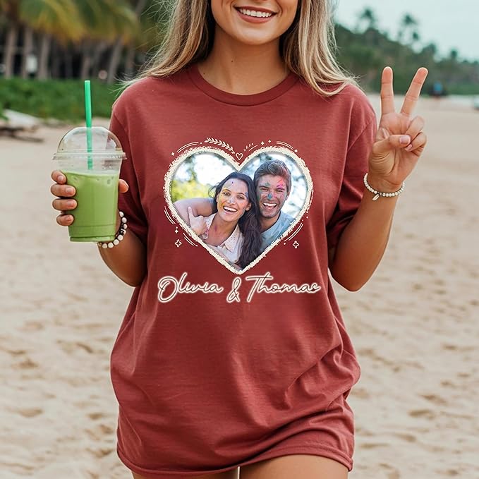 Tehg & Tuhg Custom T Shirts with Picture, Vintage Bootleg Rap Tee, Boyfriend Girlfriend, Unique Gift for Birthday Anniversary