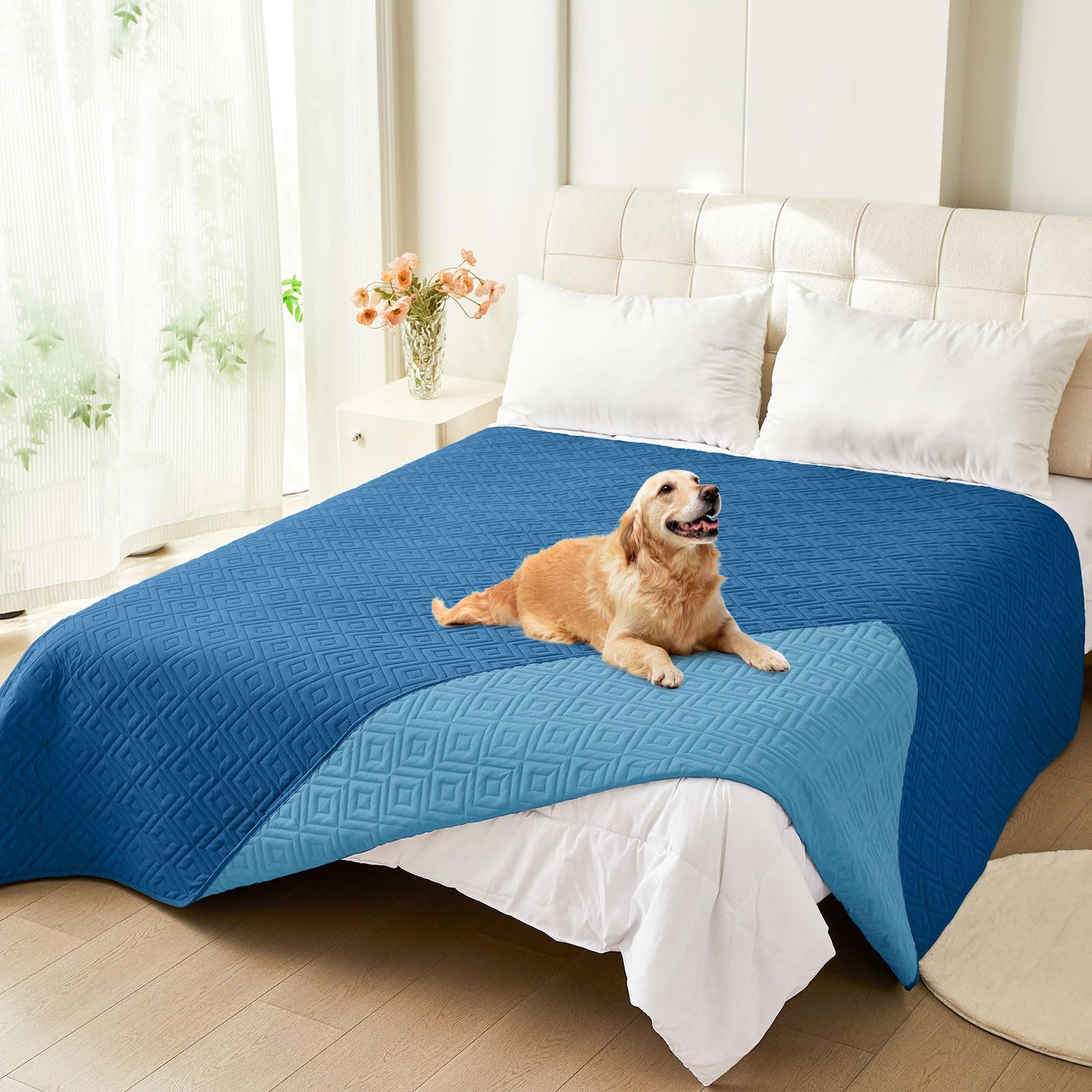 hyha Waterproof Reversible Dog Blanket, Pet Blanket for Sofa Couch