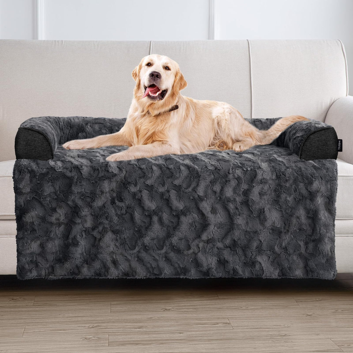 blunique Calming Dog Bed for Couch with Tie-Dye Pattern, 45x37 Inch, Blue