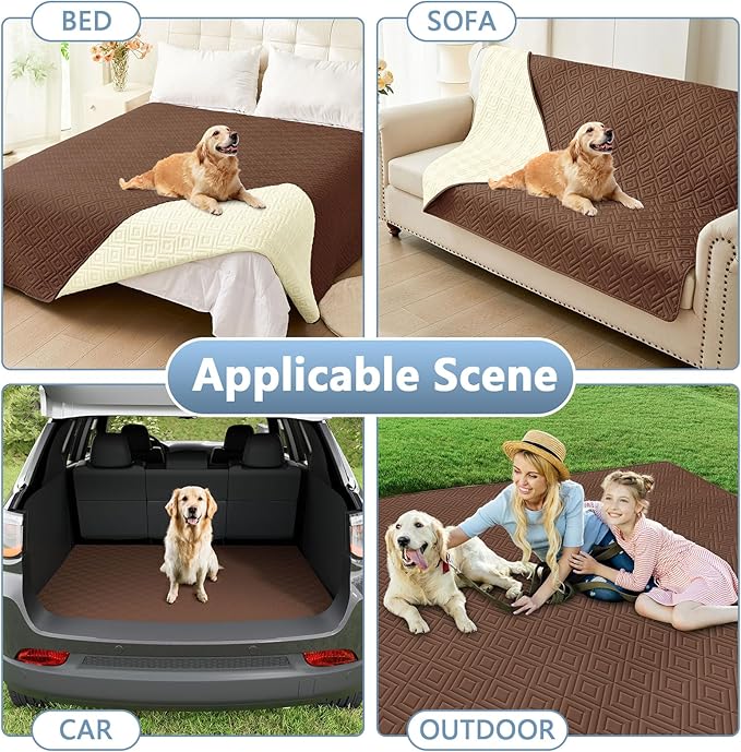 hyha Waterproof Dog Blanket, Soft Dog Bed Cover Pet Blankets, Waterproof Sofa Couch Cover for Dogs Washable, Reversible Pet Couch Covers for Sofa Furniture (68x82 Inch, Brown/Beige)