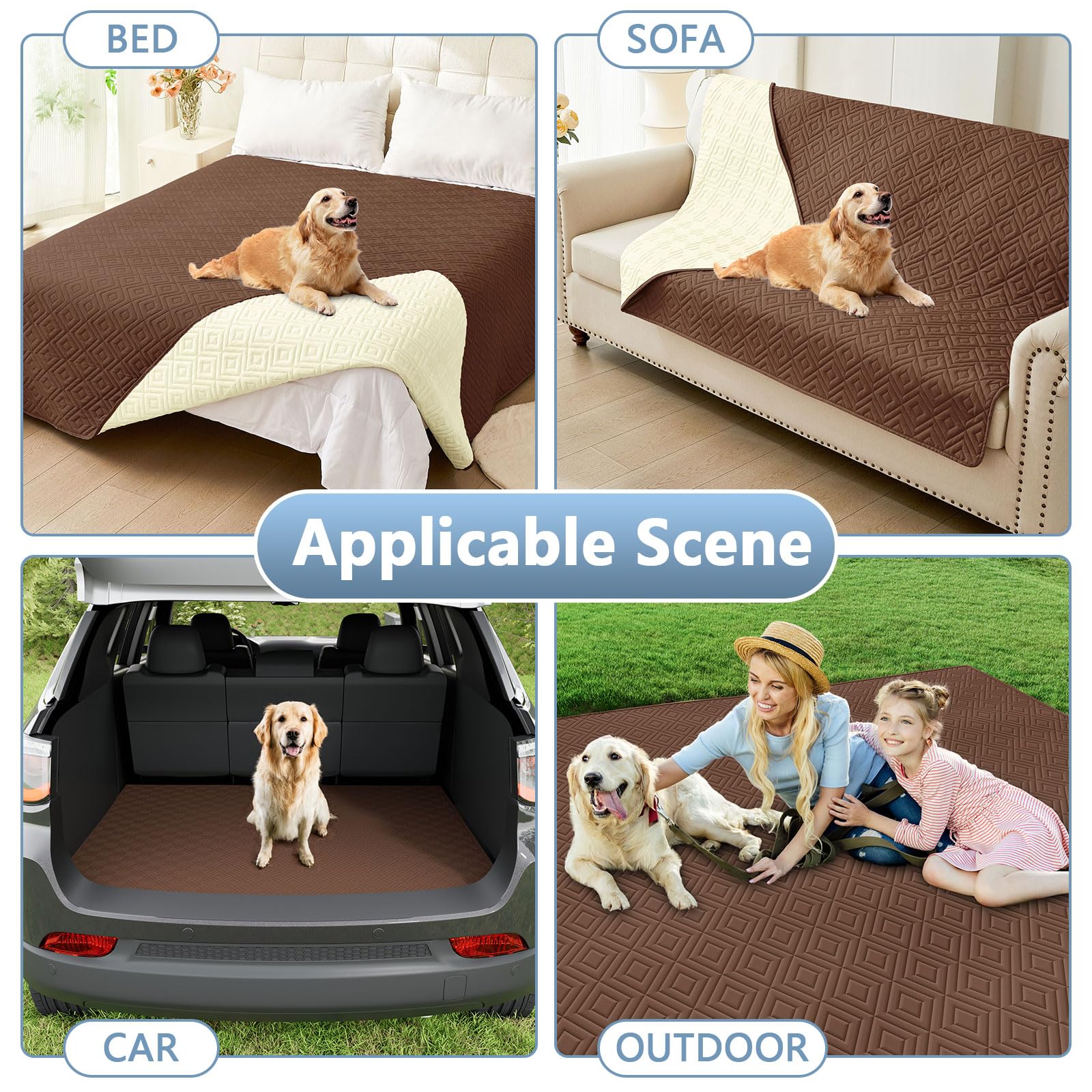 hyha Waterproof Reversible Dog Blanket, Pet Blanket for Sofa Couch