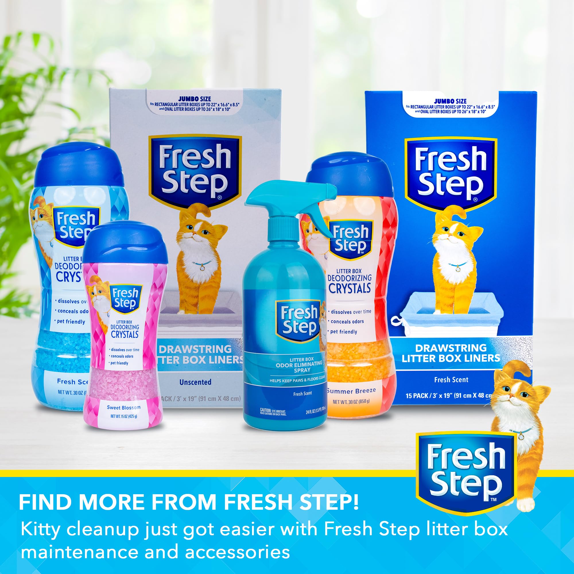 Fresh Step Cat Litter Crystals Deodorizer, Summer Breeze Scent, 30 Oz