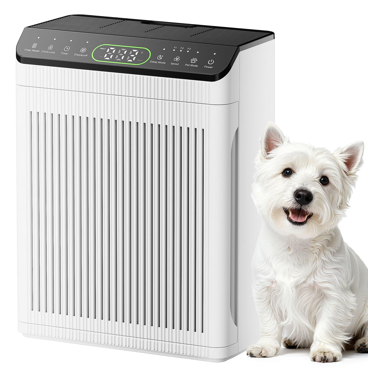 EVALIT Air Purifiers for Home Pets Up to 2200Ft² Pre-Filter Washable White