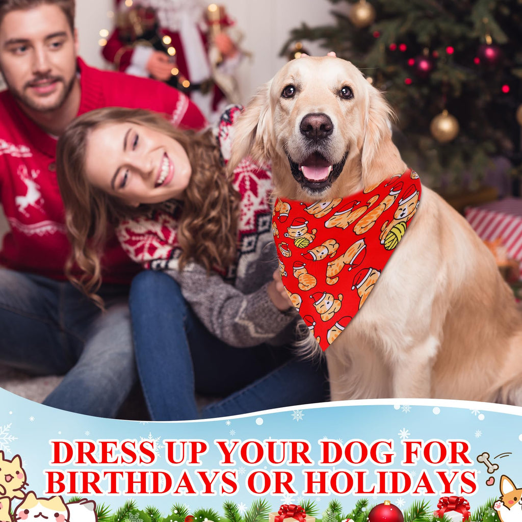 Sanwuta 120 Pcs Christmas Dog Bandanas Bulk Xmas Bandanas for Dogs Triangle Kerchief Bibs Scarf Set for Pet Christmas Costume Photo Props Accessories Pet Shops Grooming, 30 Styles