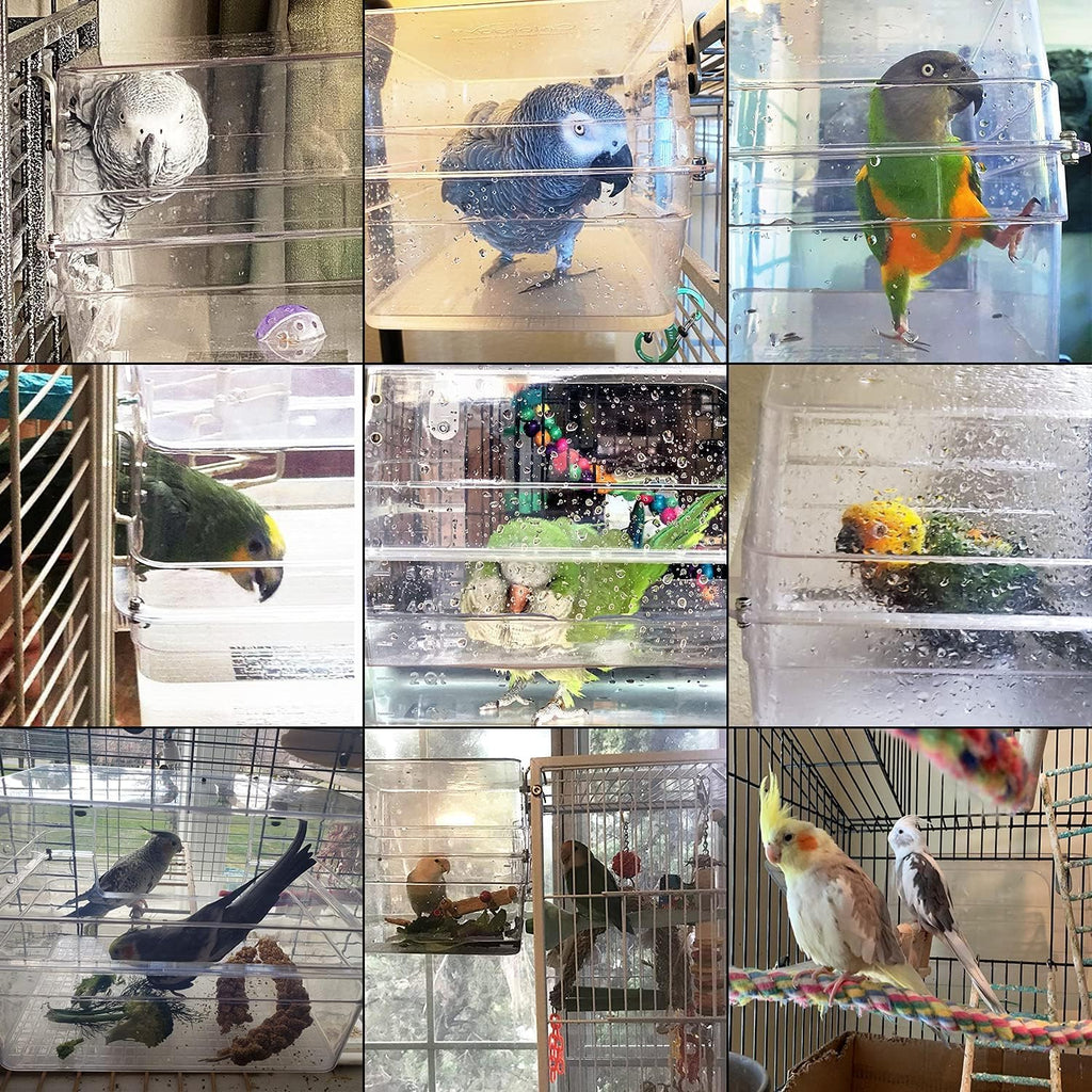 Colorday Large Bird Bath for Cage, Parrot Bath for Parakeet, African Grey,, Conure, Cockatiel(13X11X8 inch)