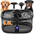 SIBAYS 9.5L/2.5Gal Dog Water Fountain, 3 Flow Modes Automatic Pet Water Fountain with LED Light & Water Shortage Reminder, Ultra Quiet Dog Water Bowl Dispenser for Large Dogs & Multi-Pet (FS82, Black)