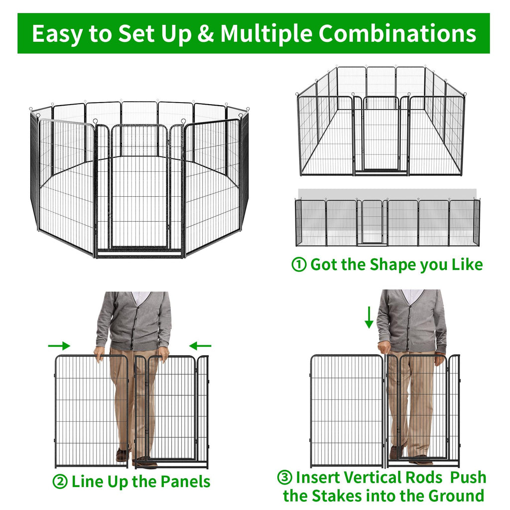 Kfvigoho Dog Playpen Outdoor Extra Wide 12 Panels Heavy Duty Dog Fence 47"