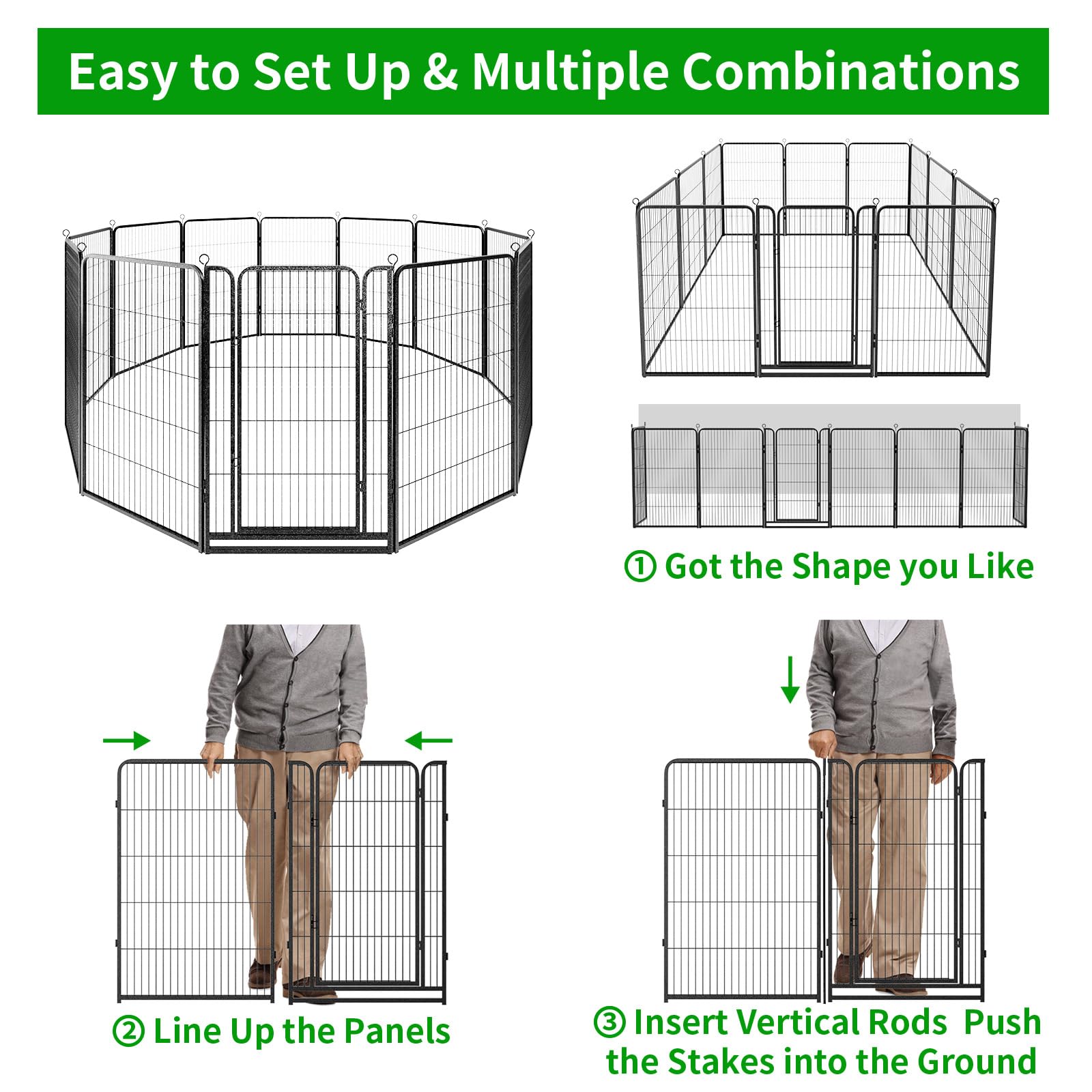 Kfvigoho Dog Playpen Outdoor Extra Wide 12 Panels Heavy Duty Dog Fence 47"