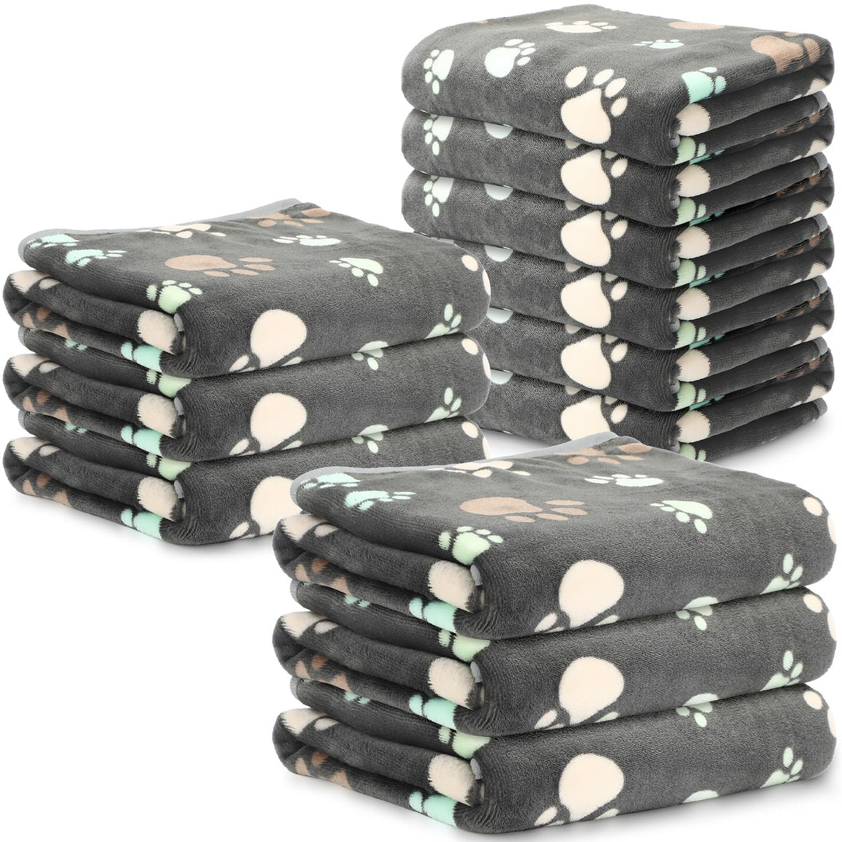 Tegeme 12 Pcs Puppy Blanket for Cat, 41 X 30 Inch Gray