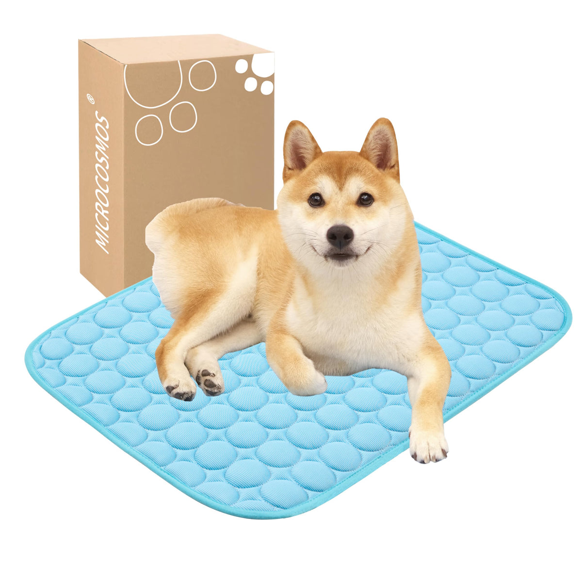 MICROCOSMOS Summer Cooling Mat & Sleeping Pad- Water Absorption Top, Easy Carry, EZ Clean, Materials Safe. Keep Cooling for Pets, Kids and Adults.(Navy Blue, 40" x 28")