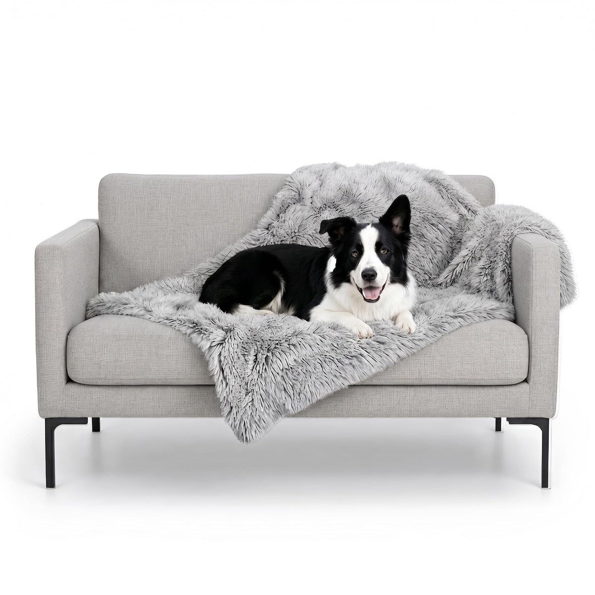 Furhaven Waterproof Throw Blanket for Dogs & Indoor Cats, Reversible Protective Pet Blanket, Extra Large, Long Faux Fur & Velvet, Mist Gray