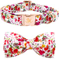 Elegant little tail Dog Collar, Pink Rose Print Pet Collar Summer Dog Collar Durable Metal Buckle Dog Collars Cotton Pet Adjustable Dog Collars for X-Small Dogs
