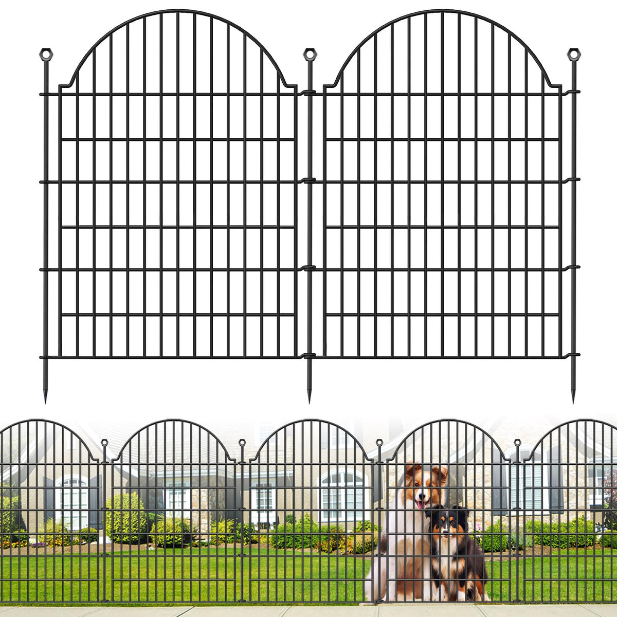 10 Panels No Dig Decorative Garden Fence for Yard, 24in(H) x 20ft(L), White
